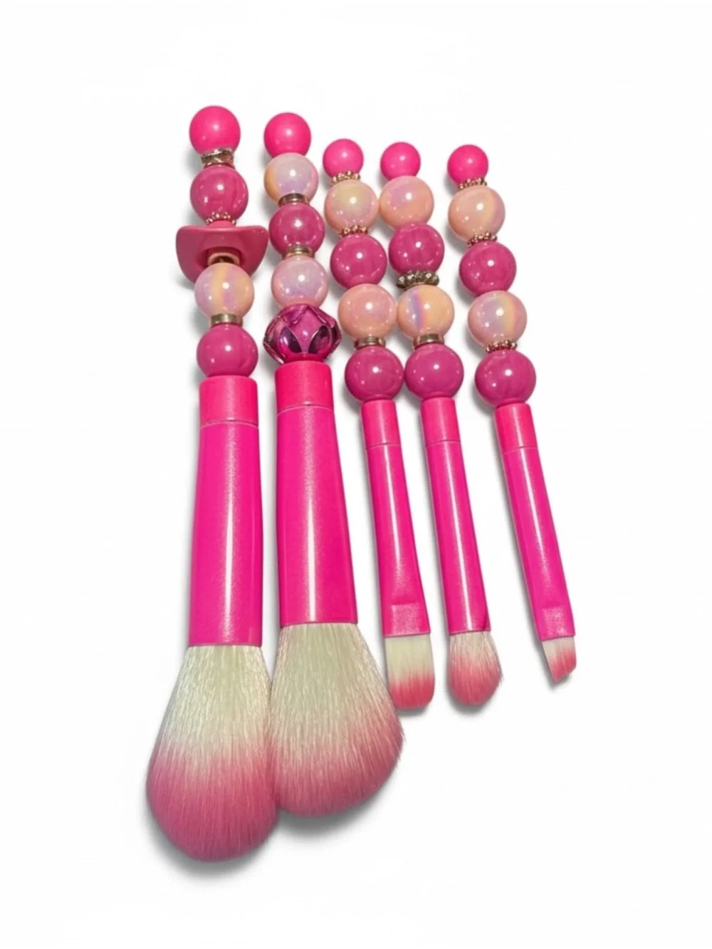 Pink Glam Beaded Makeup Brush Set – 5 Piece Statement Collection - Picture 2 of 4